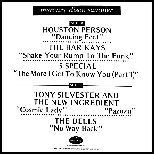Tony Silvester / BAR KAYS / Houston Person, Mercury Disco Sampler
