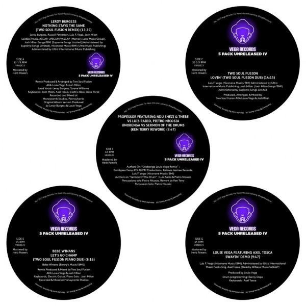 LOUIE VEGA / VARIOUS ARTISTS, Vega Records 5 Pack Unreleased IV